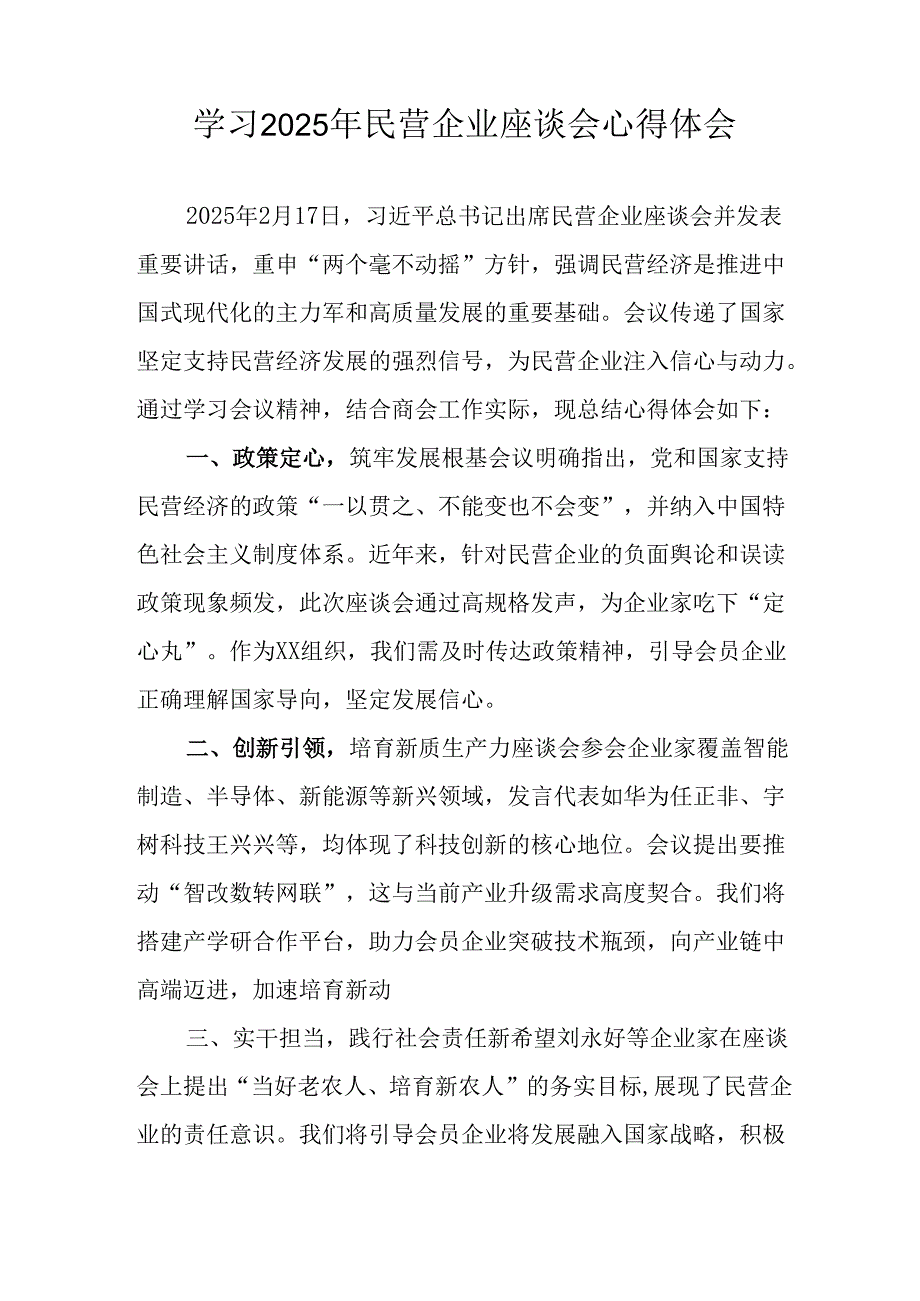 2025年私营企业学习《民营企业座谈会》个人心得体会 （汇编10份）.docx_第3页