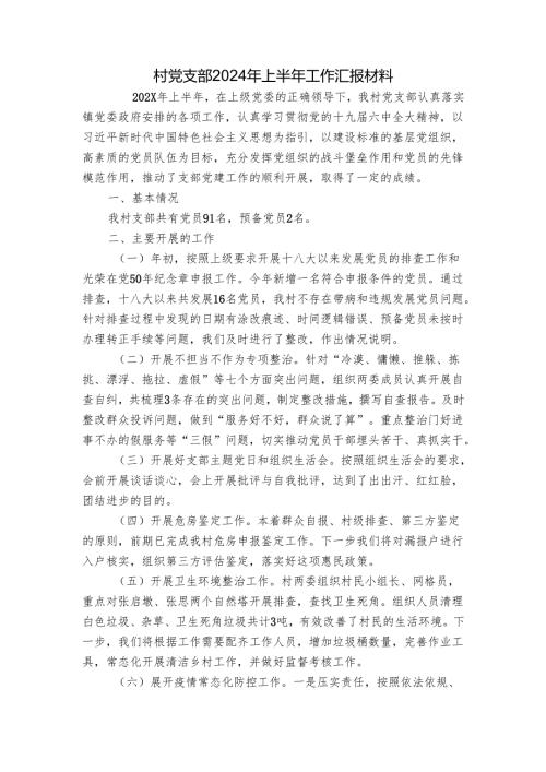 村党支部2024年上半年工作汇报材料.docx