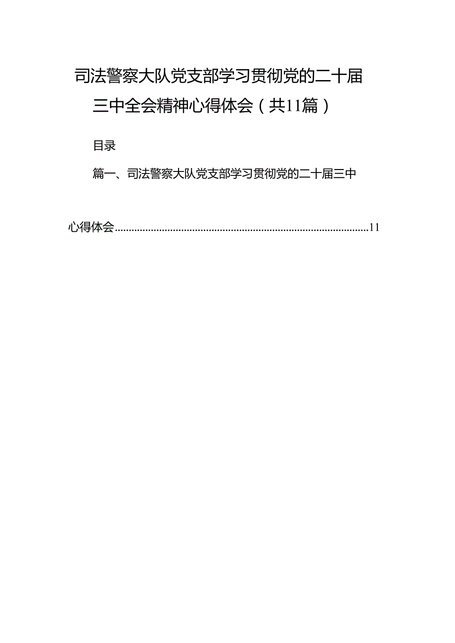 （11篇）司法警察大队党支部学习贯彻党的二十三中全会精神心得体会范文.docx_第1页