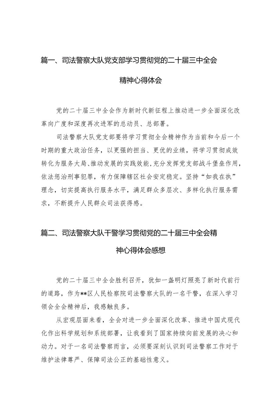 （11篇）司法警察大队党支部学习贯彻党的二十三中全会精神心得体会范文.docx_第2页