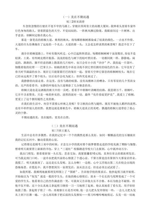 美在不期而遇年级优秀作文.docx