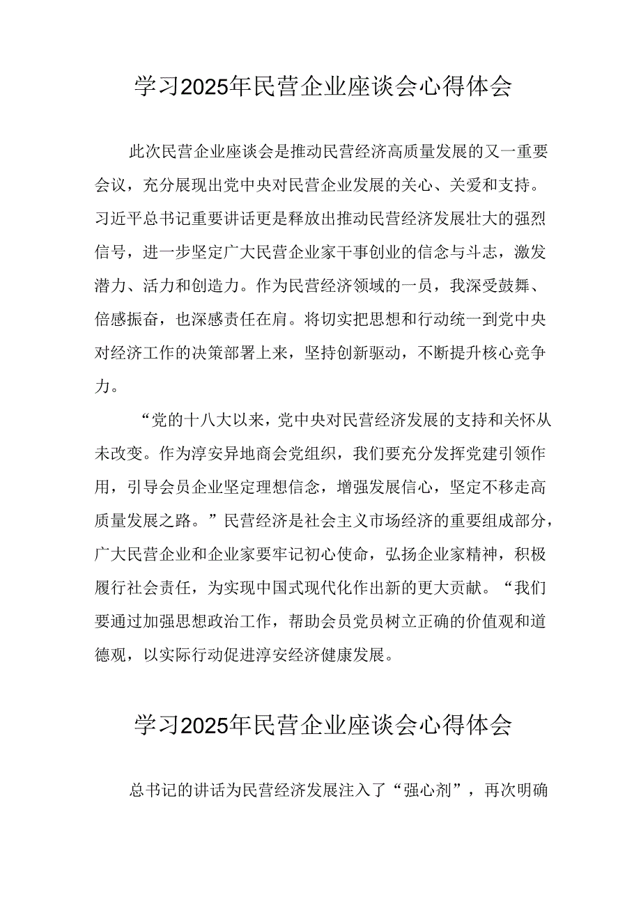 2025年私营企业学习《民营企业座谈会》个人心得体会 （合计10份）.docx_第3页