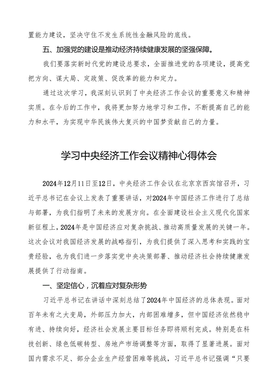 九篇2024年学习贯彻中央经济工作会议精神心得体会.docx_第2页