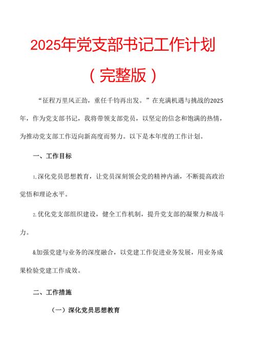 2025年党支部书记工作计划 (6).docx