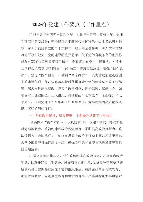 2025年党建工作要点（工作重点).docx