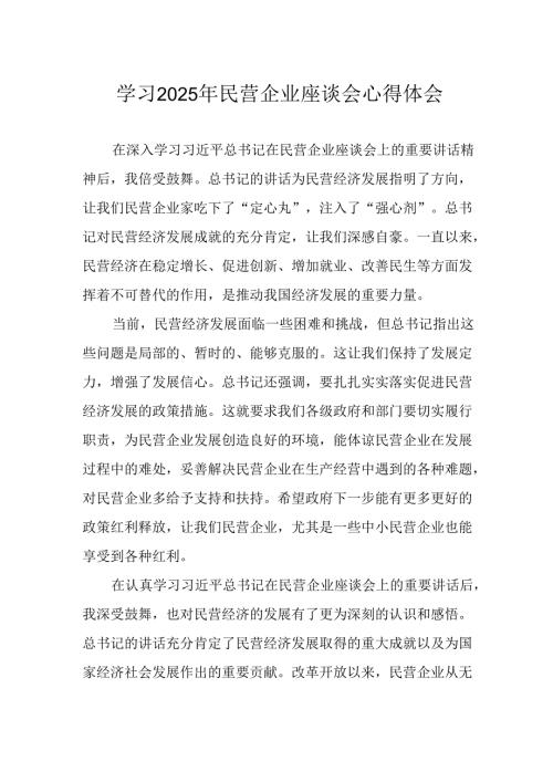 民营企业2025年学习民营企业座谈会个人心得感悟 合计6份.docx