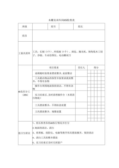 数控实训车间6S检查表.docx