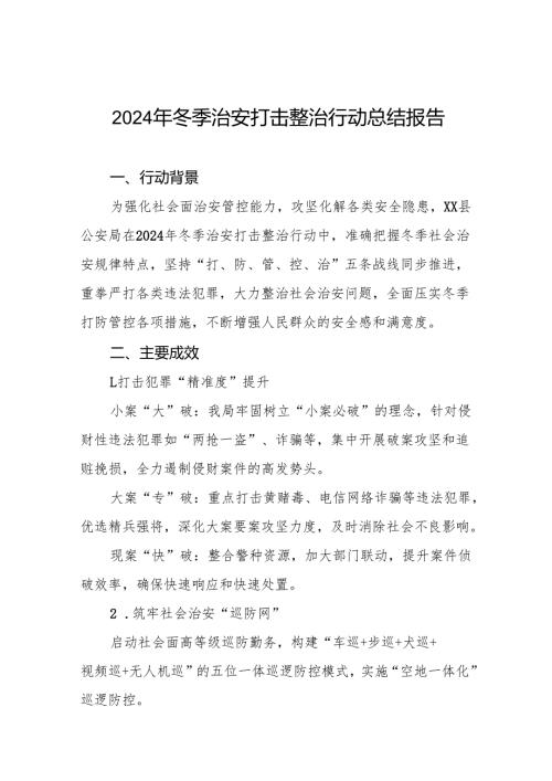 公安局开展2024年冬季治安打击整治行动的情况报告8篇.docx