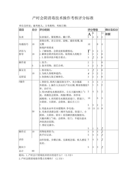 产时会阴消毒技术操作考核评分标准.docx
