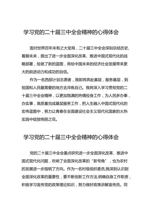 党员干部学习贯彻党的二十三中全会公报心得体会六十篇.docx