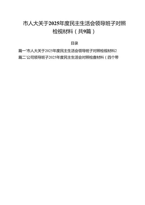 市人大关于2025民主生活会领导班子对照检视材料精选九篇合集.docx