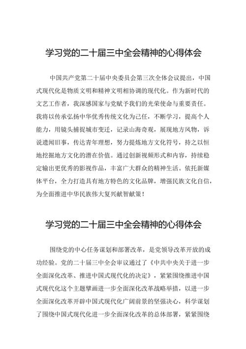 党员干部学习贯彻党的二十三中全会精神心得体会精选范文六十篇.docx