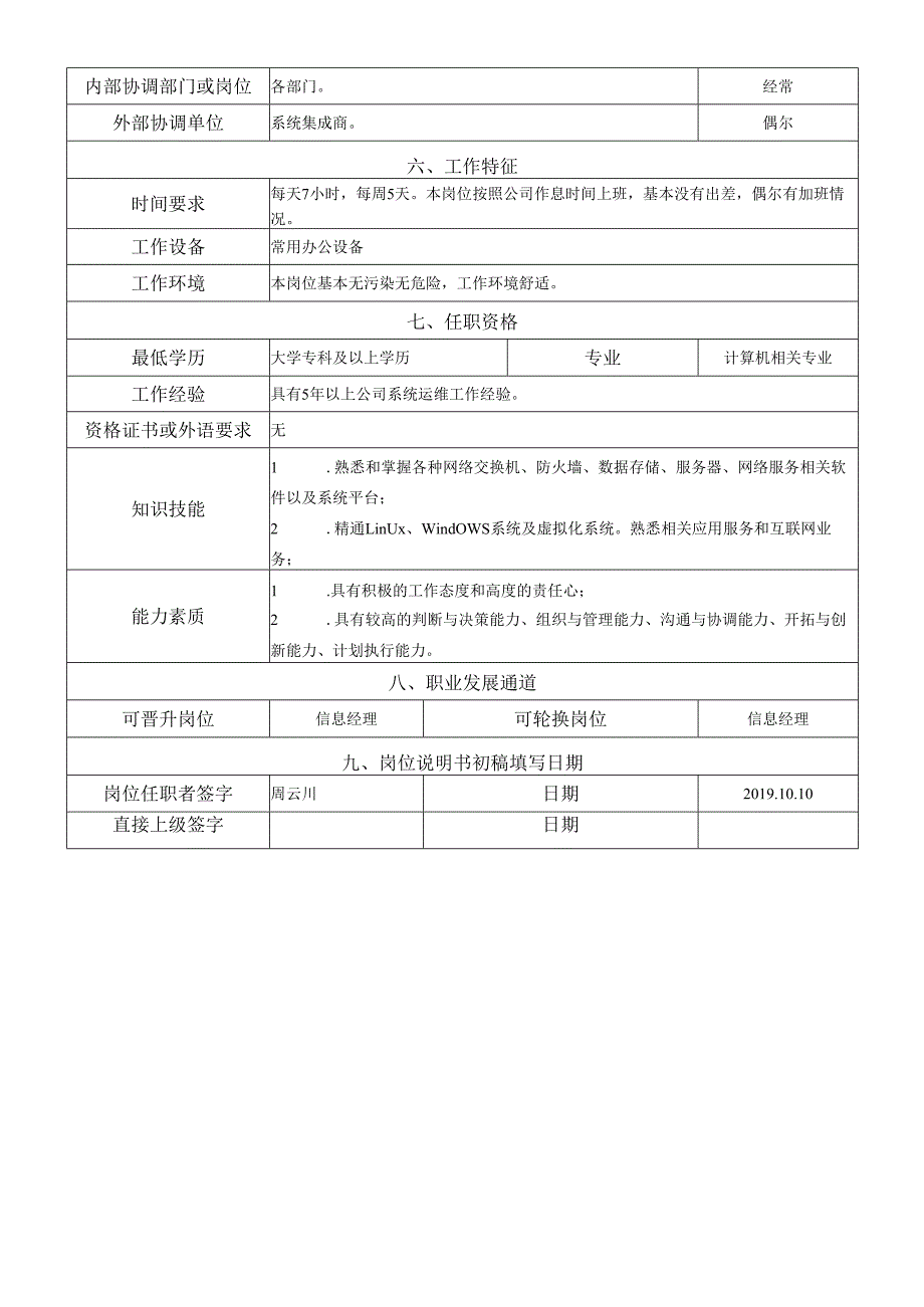 岗位说明书信息管理中心信息管理岗（主管）.docx_第2页