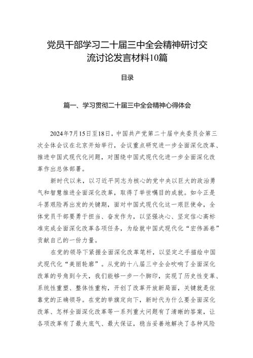 党员干部学习二十三中全会精神研讨交流讨论发言材料10篇.docx