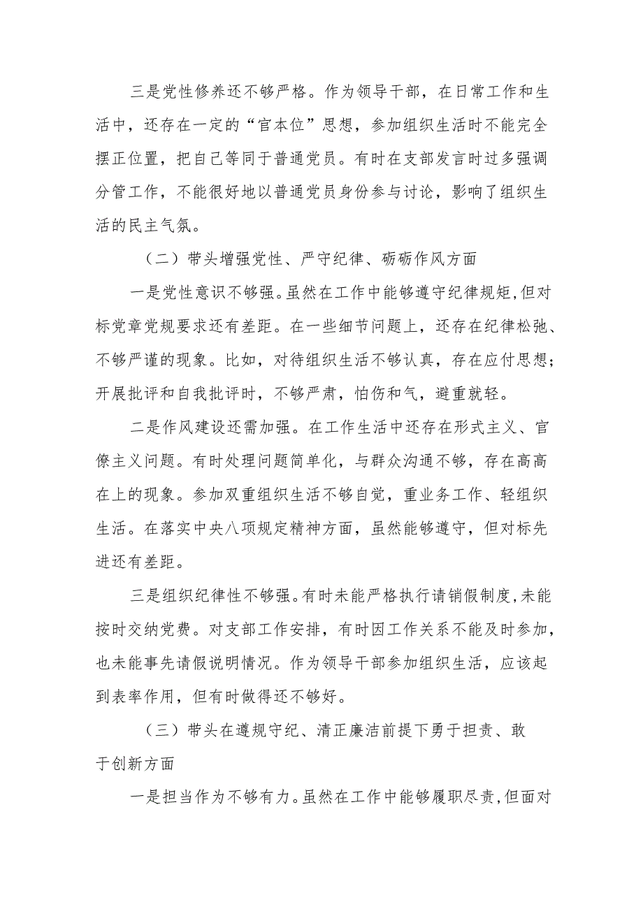 领导干部2024组织生活会对照检查材料（四个带头）(02).docx_第2页