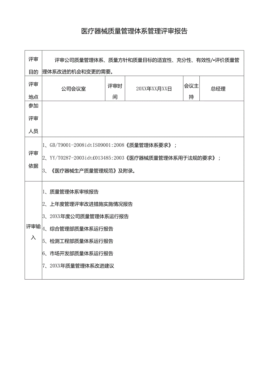 医疗器械质量管理体系管理评审报告.docx_第1页
