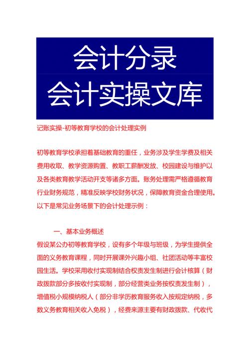 记账实操初等教育学校的会计处理实例.docx