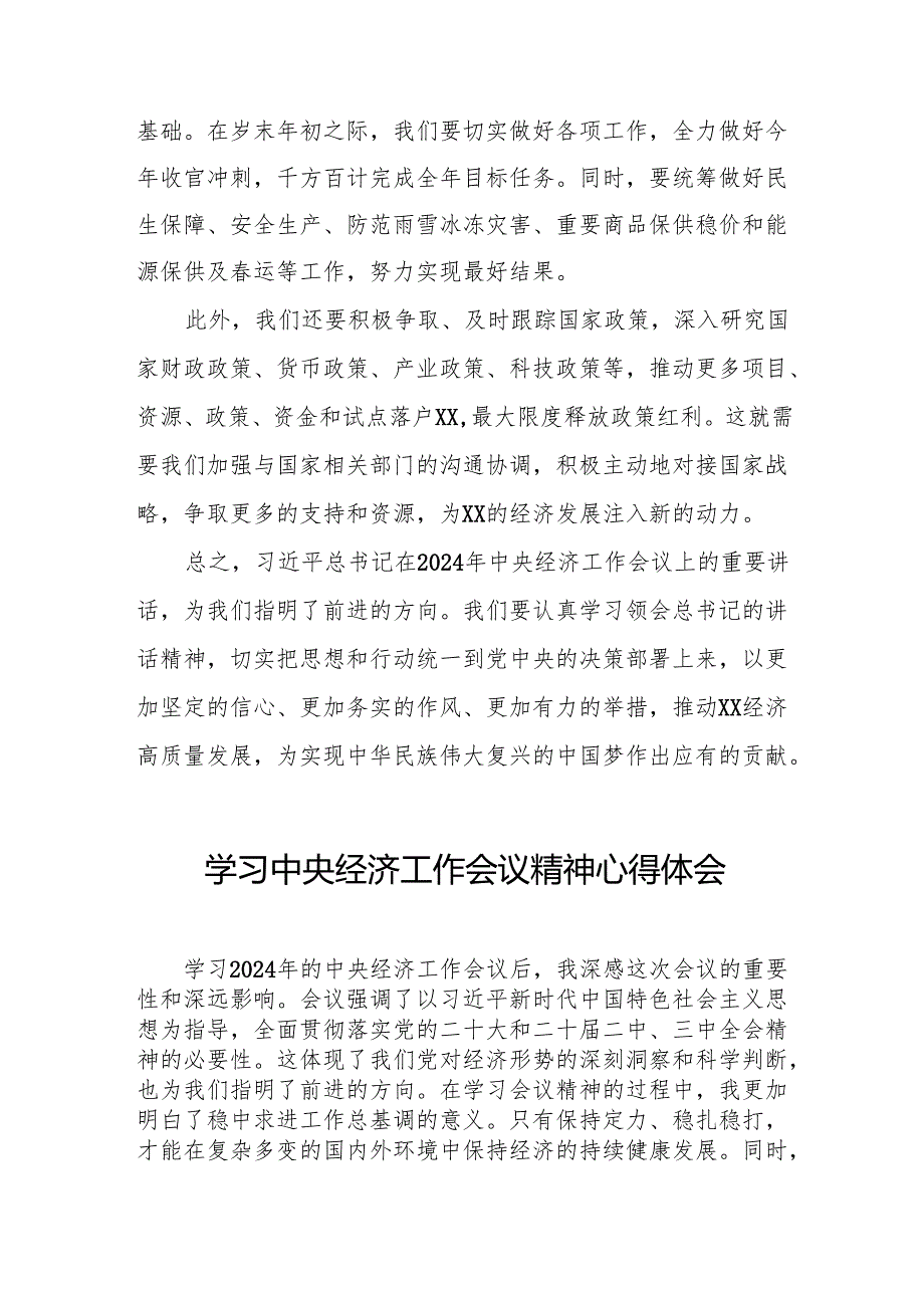 三篇最新版2024年中央经济工作会议精神学习心得体会.docx_第2页