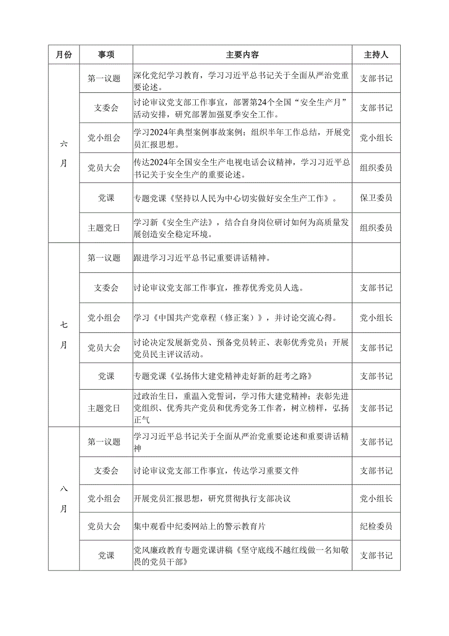 2025年基层党支部“三会一课”“主题党日”计划表.docx_第3页