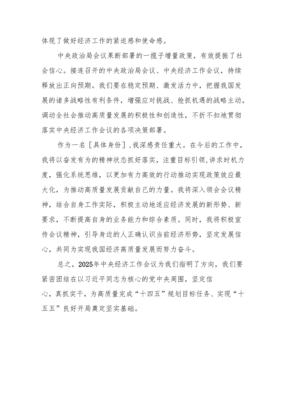五篇学习贯彻2024年中央经济工作会议心得体会发言稿.docx_第2页