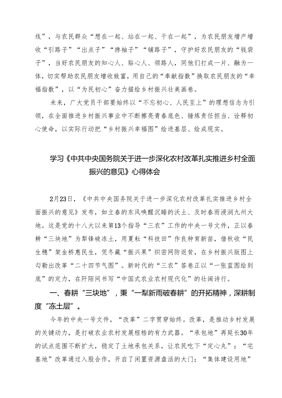 2025年学习贯彻《中共中央国务院关于进一步深化农村改革扎实推进乡村全面振兴的意见》心得体会(精选三篇).docx_第3页
