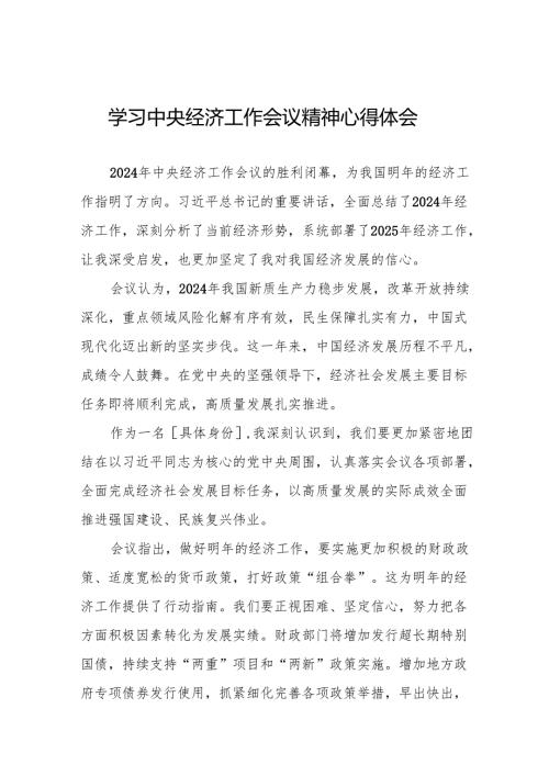 2024年中央经济工作会议精神学习体会简短发言6篇.docx