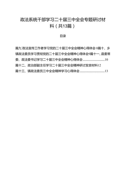 政法系统干部学习二十三中全会专题研讨材料13篇（精选）.docx