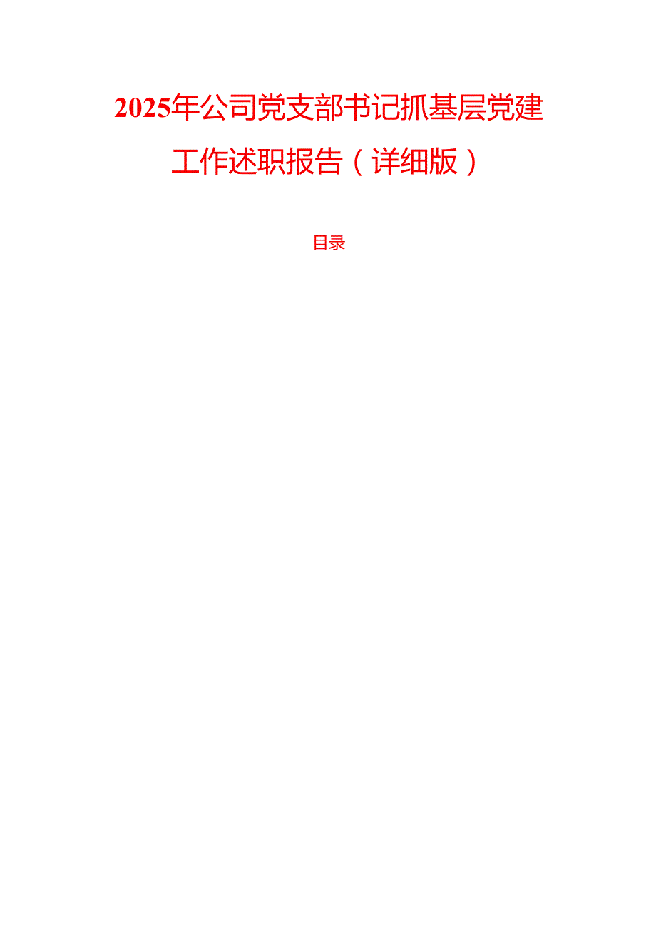 2025年公司党支部书记抓基层党建工作述职报告（详细版）.docx_第1页