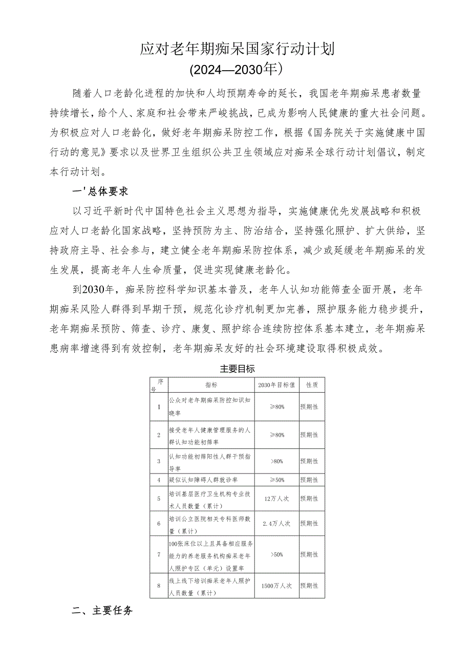2024.12《应对老年期痴呆国家行动计划（2024—2030年）》.docx_第1页