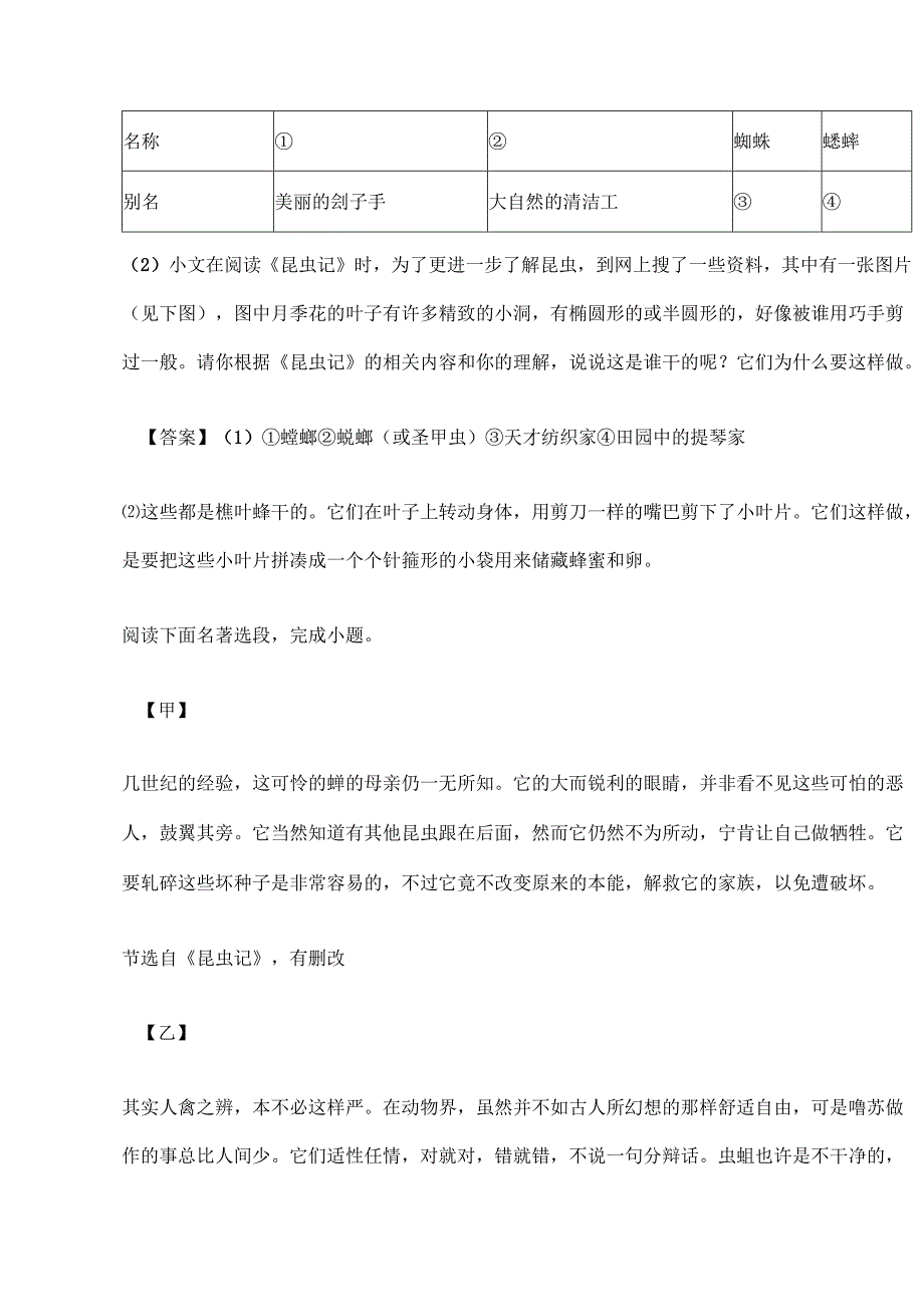 《昆虫记》阅读测试题汇编.docx_第2页