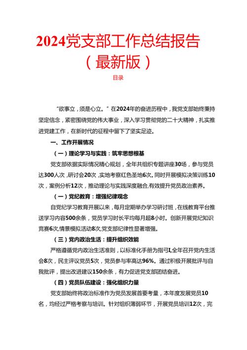 2024党支部工作总结报告（最新版）.docx