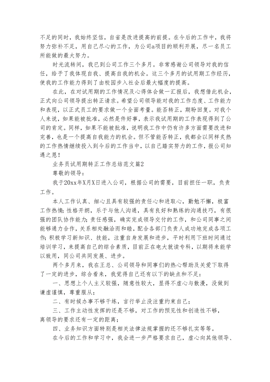 业务员试用期转正工作总结范文（精选9篇）.docx_第2页