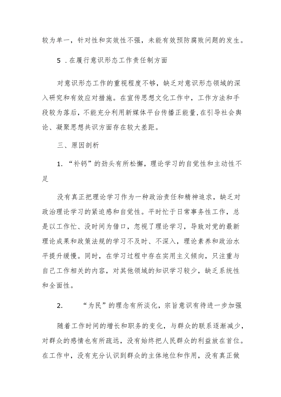 区镇长2024年民主生活会“五个方面”对照检查发言提纲.docx_第3页
