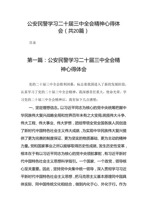 公安民警学习二十三中全会精神心得体会（20篇）(1).docx