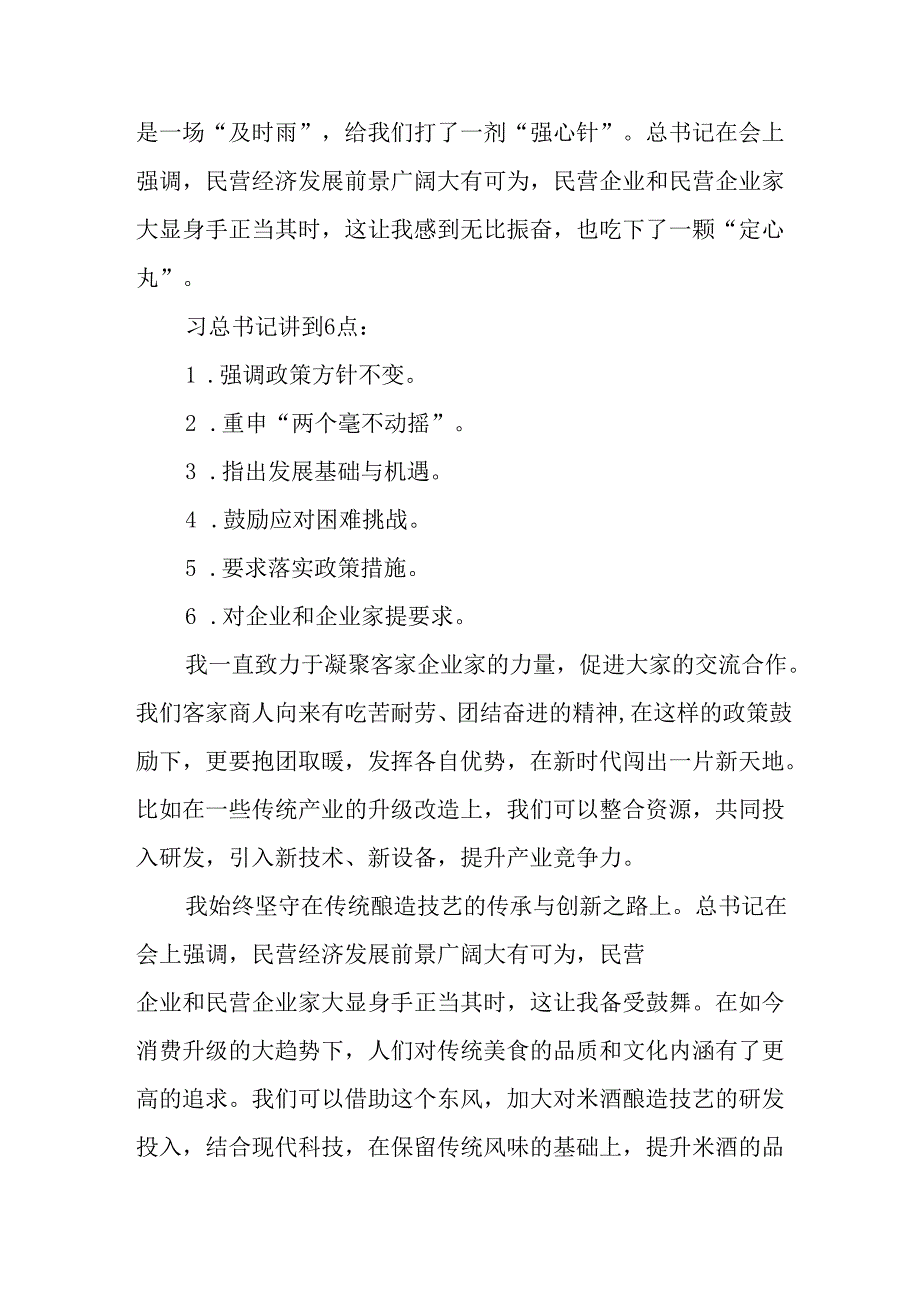 民营企业2025年学习民营企业座谈会个人心得体会 （合计12份）.docx_第2页