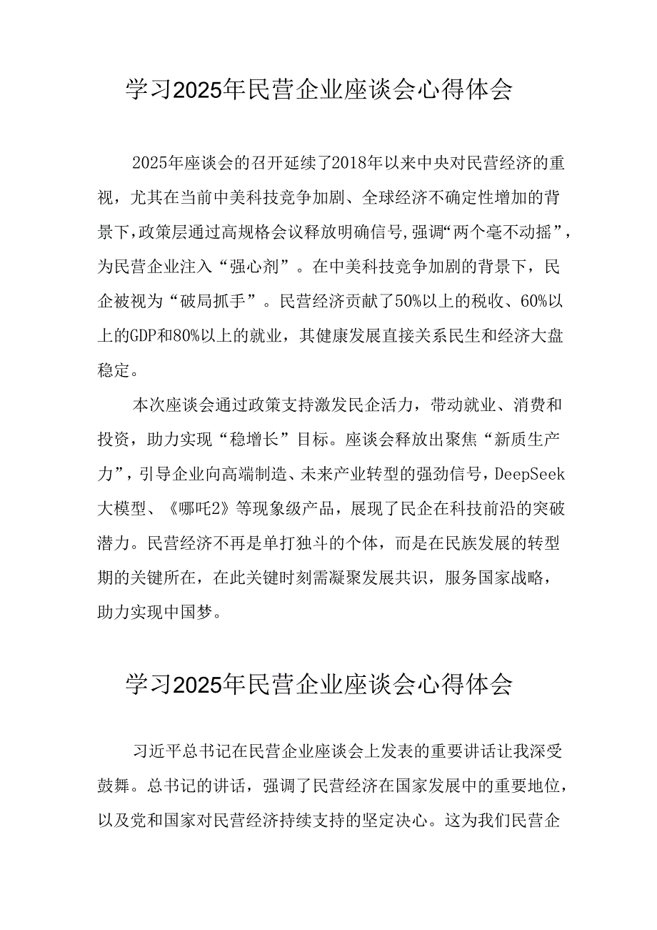 民营企业2025年学习《民营企业座谈会》个人心得感悟 （5份）79(1).docx_第2页
