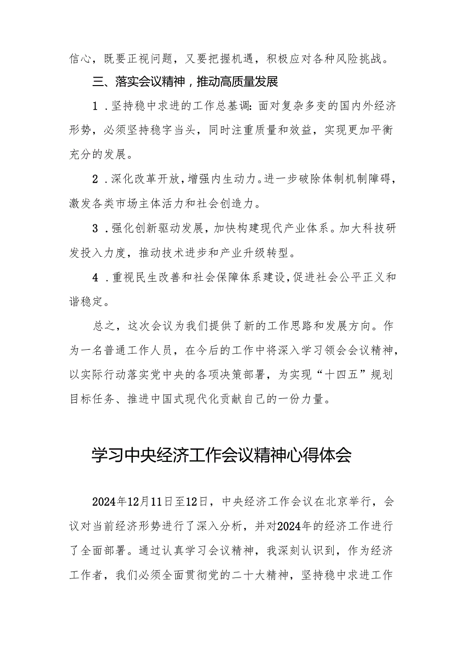 2024年中央经济工作会议精神学习体会交流发言材料两篇.docx_第2页