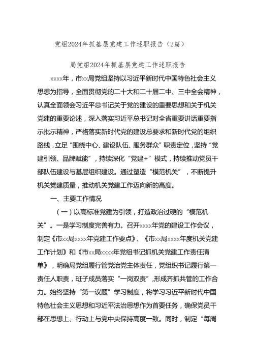 (2篇)党组2024年抓基层党建工作述职报告.docx