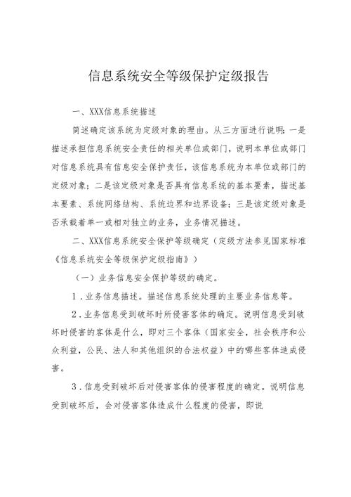 重要信息系统定级工作实施方案及说明中华人民共和国国家.docx