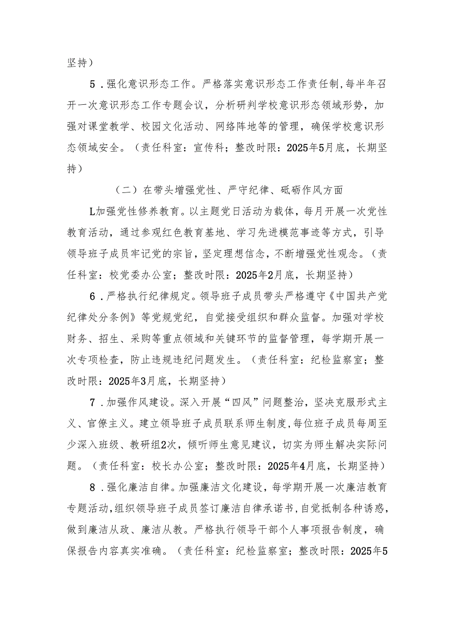 高级中学2024民主生活会查摆问题整改方案.docx_第3页