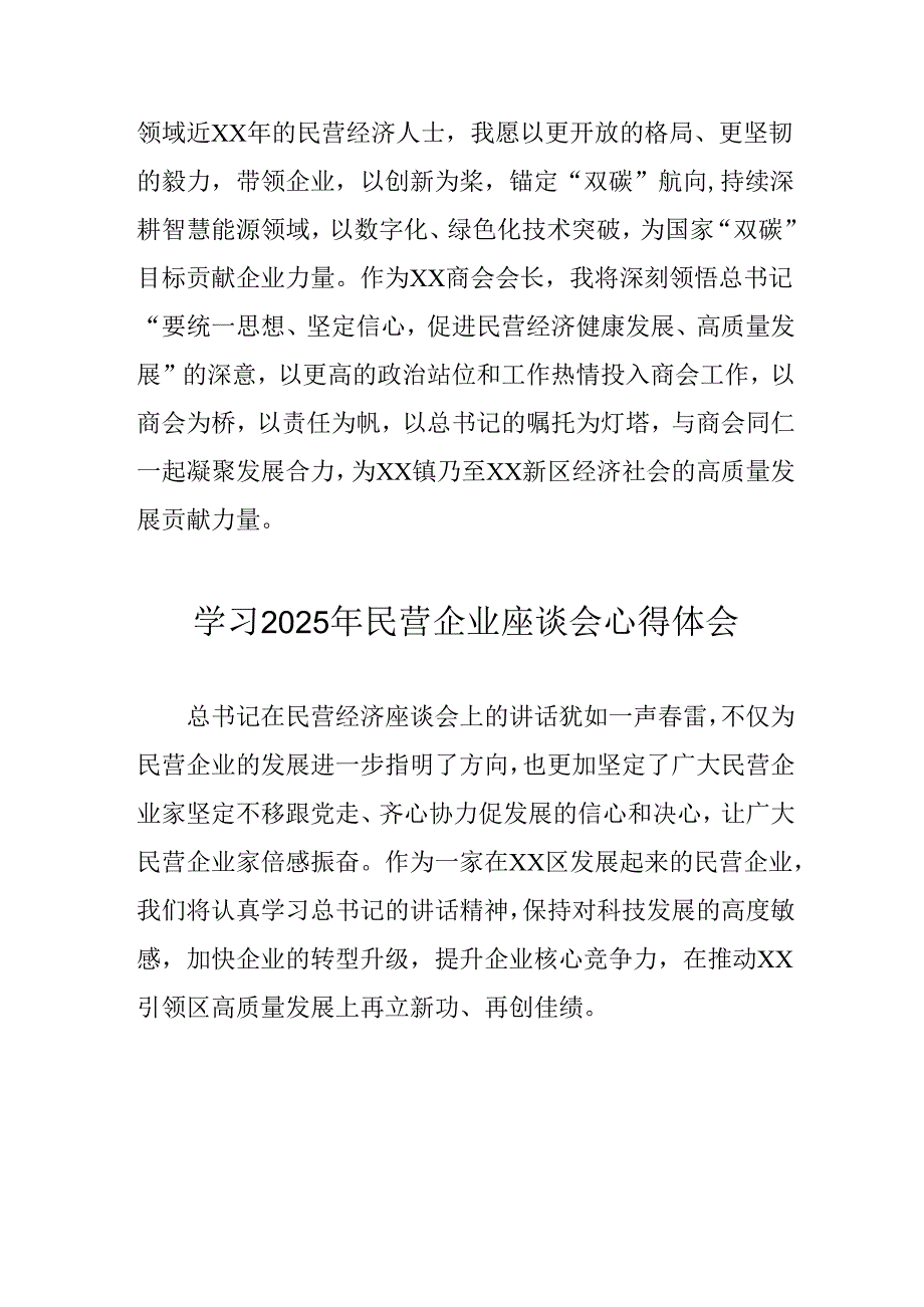 2025年私营企业学习民营企业座谈会个人心得体会 （汇编6份）.docx_第2页