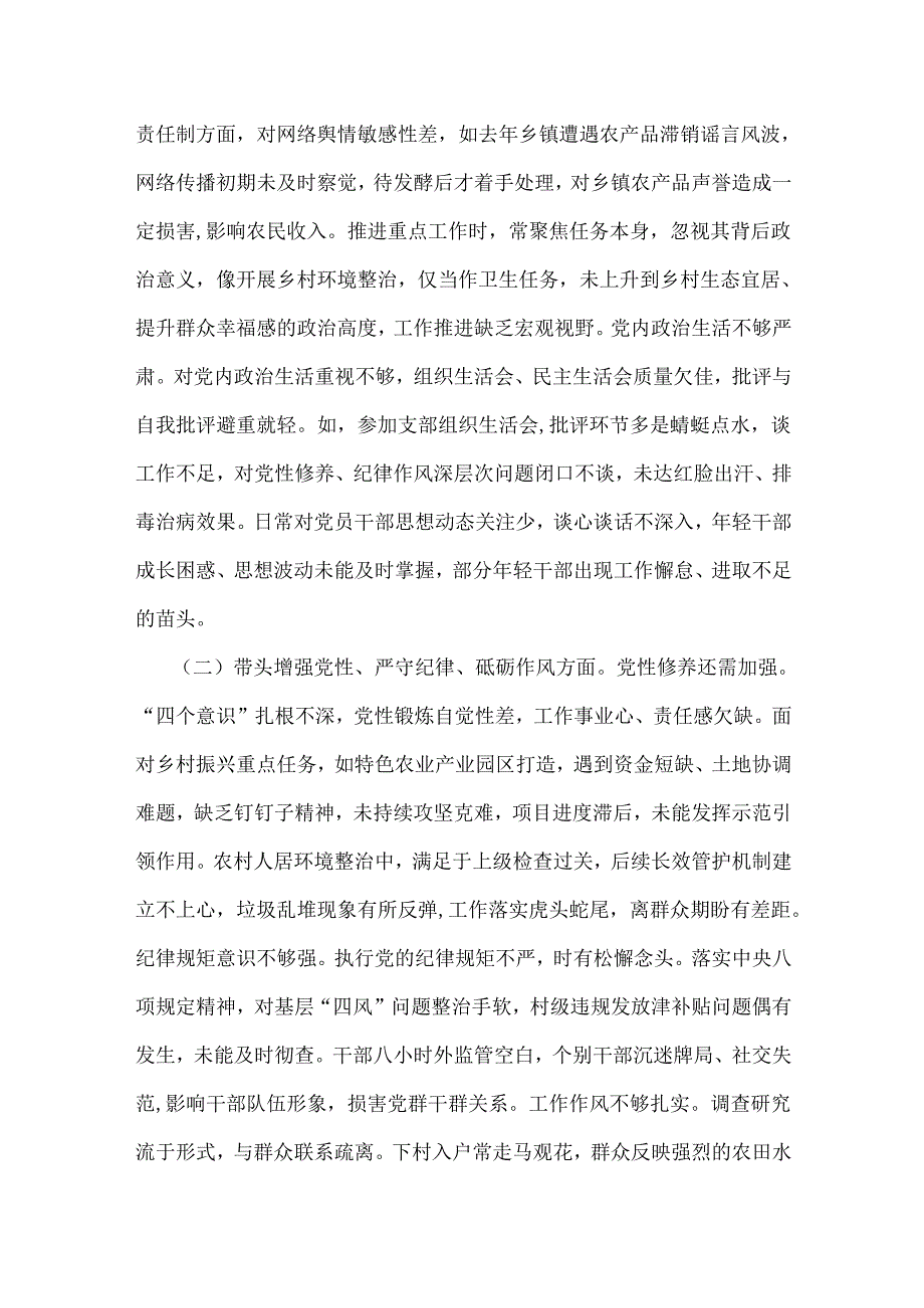 2025年专题生活会对照检查发言材料【四个带头】与“四个带头”个人检查发言材料(去年整改落实情况)2篇文.docx_第2页