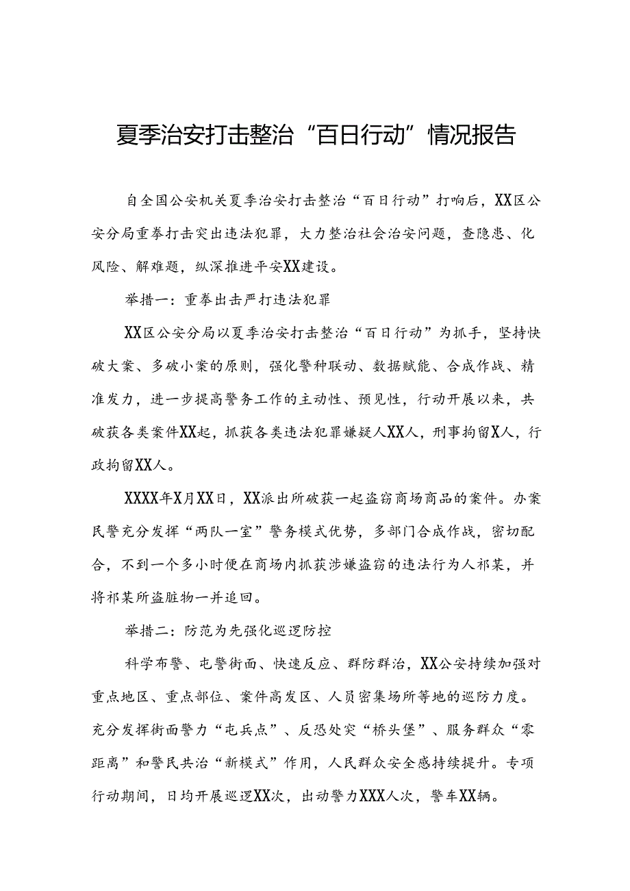 公安夏季治安打击整治“百日行动”工作总结(13篇).docx_第1页
