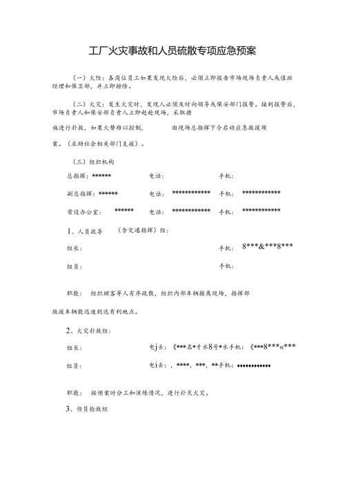 工厂火灾事故和人员疏散专项应急预案.docx