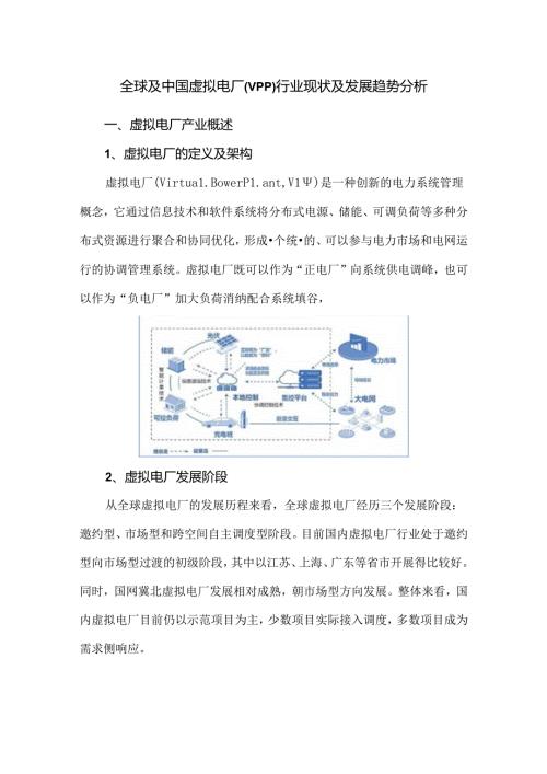 全球及中国虚拟电厂(VPP)行业现状及发展趋势分析.docx