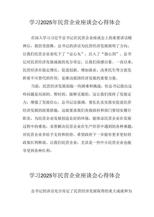 民营企业2025年学习民营企业座谈会个人心得感悟(1).docx