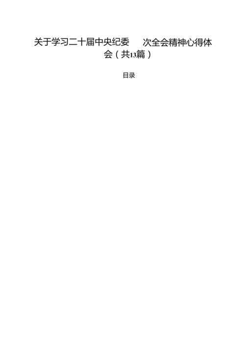 关于学习二十中央纪委四次全会精神心得体会13篇（最新版）.docx