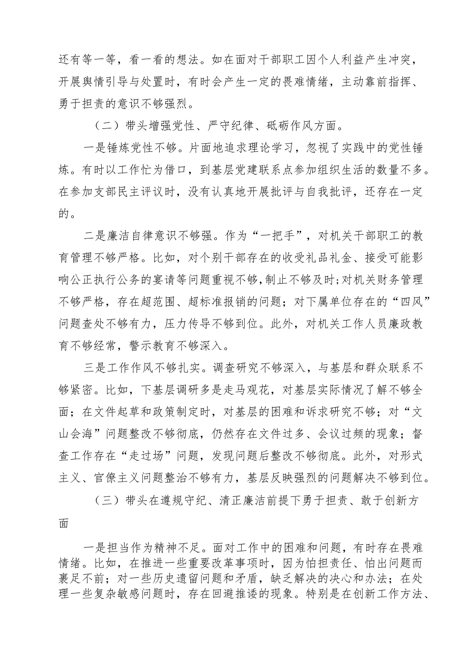 某市税务局长2025民主生活会“四个带头”个人发言(精品四篇).docx_第2页