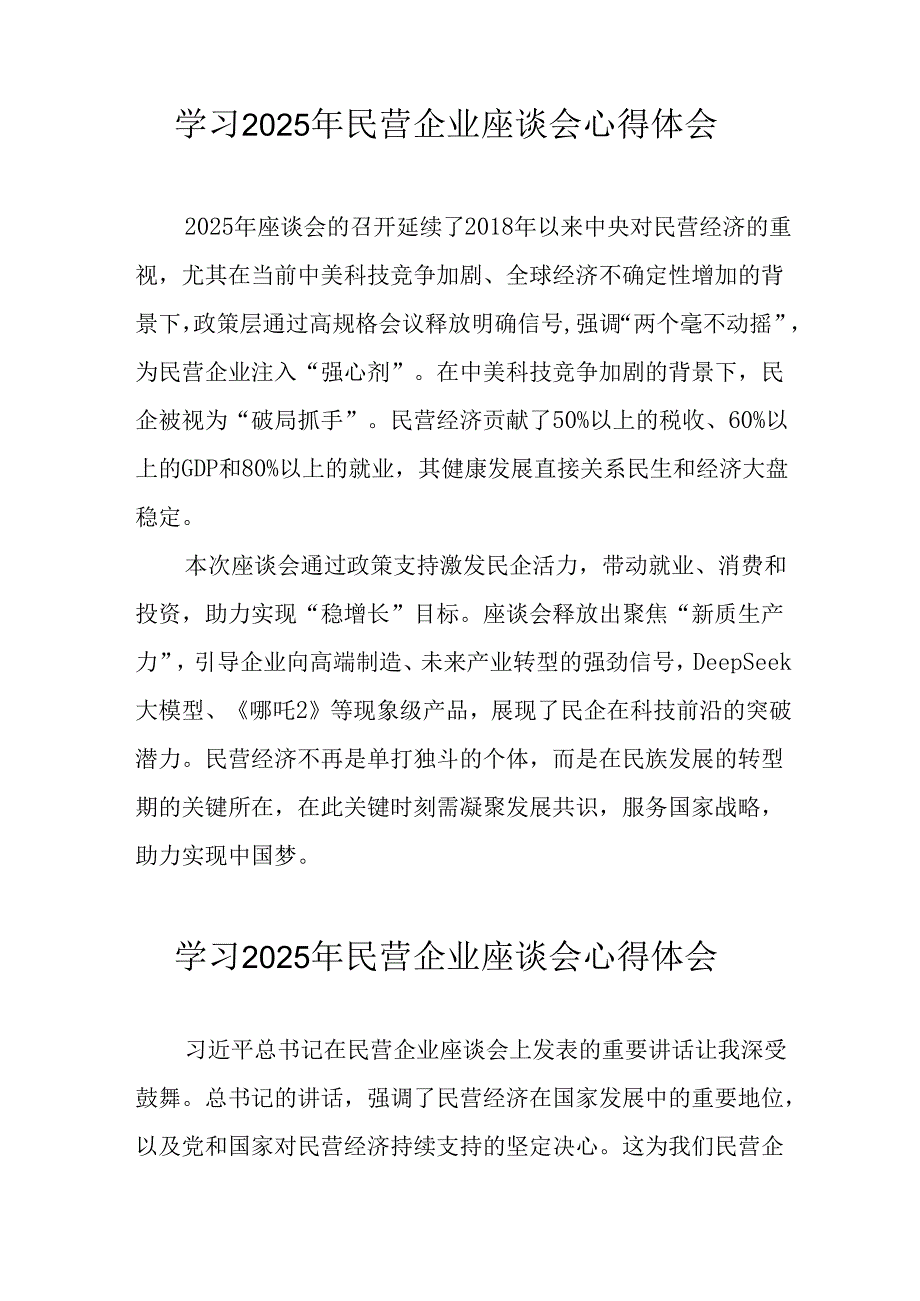 民营企业2025年学习《民营企业座谈会》个人心得体会 合计10份.docx_第2页