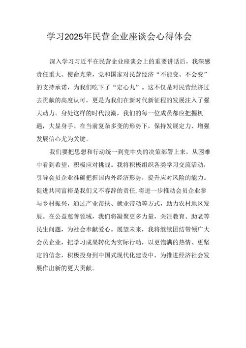 民营企业2025年学习《民营企业座谈会》个人心得体会 合计10份.docx